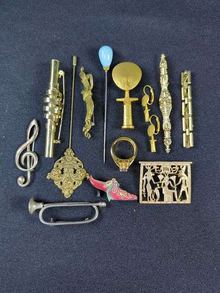 Assorted Lot of Pins, Brooches, Earrings, and Ring
