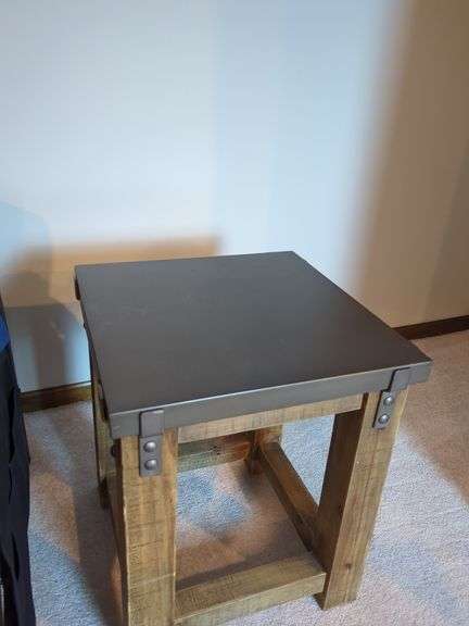 Restoration Hardware Wood and Metal Side Table, See Lot 211 For Matching Item