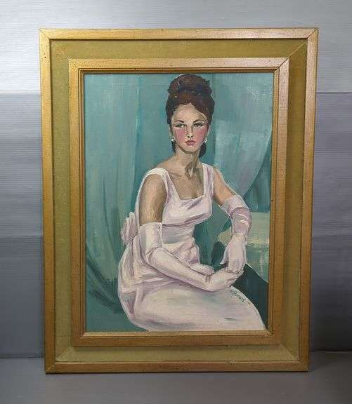 E. Parnes Portrait of a Woman Original Oil On Canvas, Signed And Framed, 36" x 28"