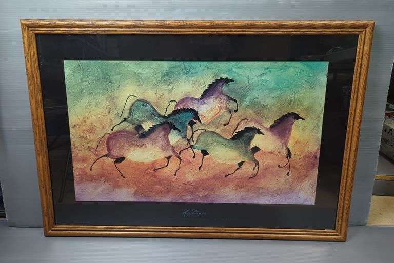 Alison Dearborn Rieder (American 1965-  ) 'Horsedance' Print Of Acrylic Painting, 27" x 39"