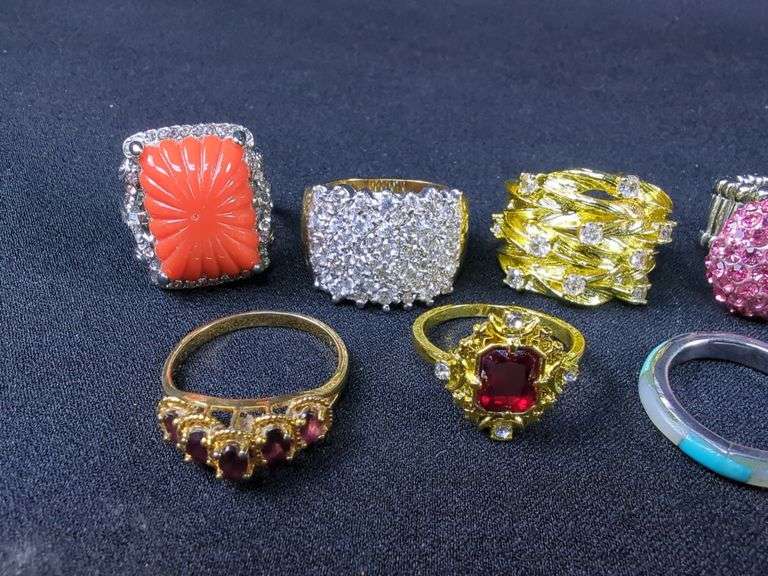 Group of Costume Jewelry Fashion Rings - Assorted Styles