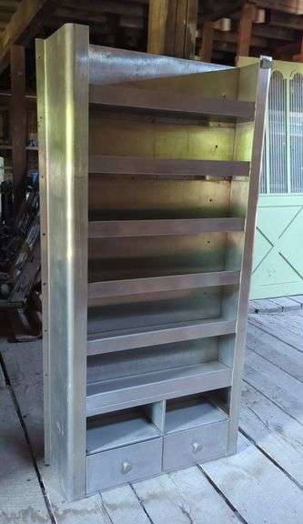 Industrial Stainless Steel Rounded Edge Tilt Shelving Unit with  Lower Drawers