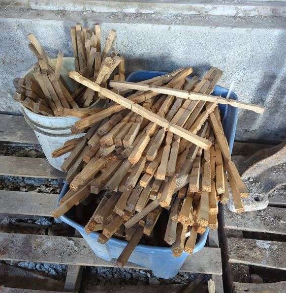 Wooden Strips Contents Of Bucket and Tub