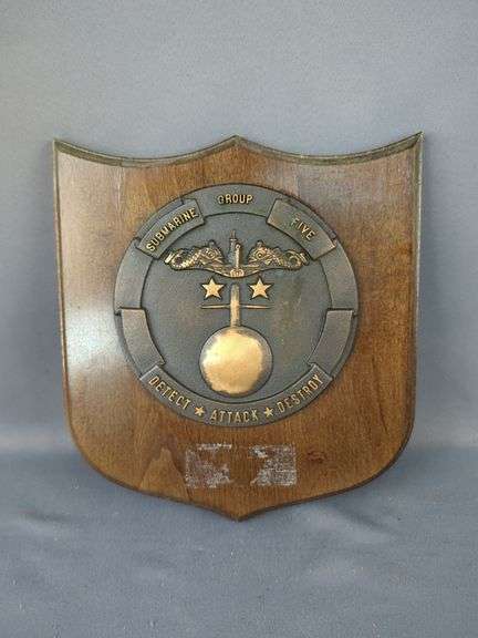 Military And Patriotic Items: Submarine Group Plaque, Bicentennial Plate, Hourglass & More