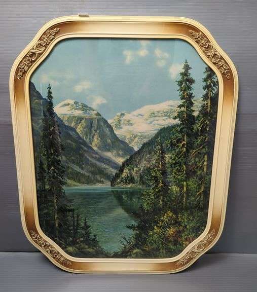 Lake and Mountain Landscape Print, Framed, 22.5" x 18.5"