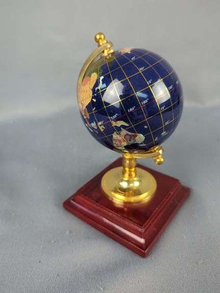 Decorative Gemstone Globe on Wood Base