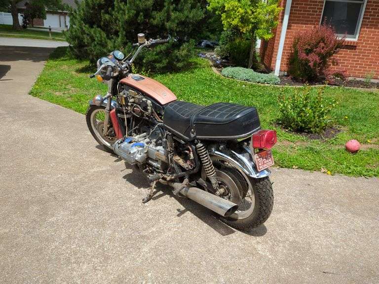 1975 Honda GL1000 Motorcycle, VIN GL11011122, Mileage Showing On Odometer 9146, Missouri Title, Including Various Motorcycle Parts, Speedometers, Tachometer, Carburetors, Fenders, Brake Pads And More,