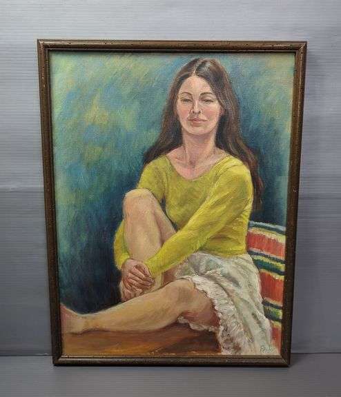 Rosemary Fisher 'Resting Ballet Dancer' Original Oil On Canvas, Signed, Framed, 25.5" x 19"