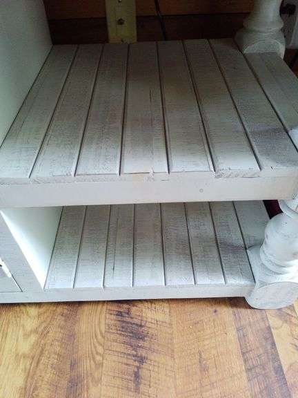 Distressed Farmhouse 3-Drawer Media Console Table With Glass Doors and Shelving