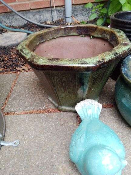 Glazed Ceramic Planters, Various Styles, Qty 4