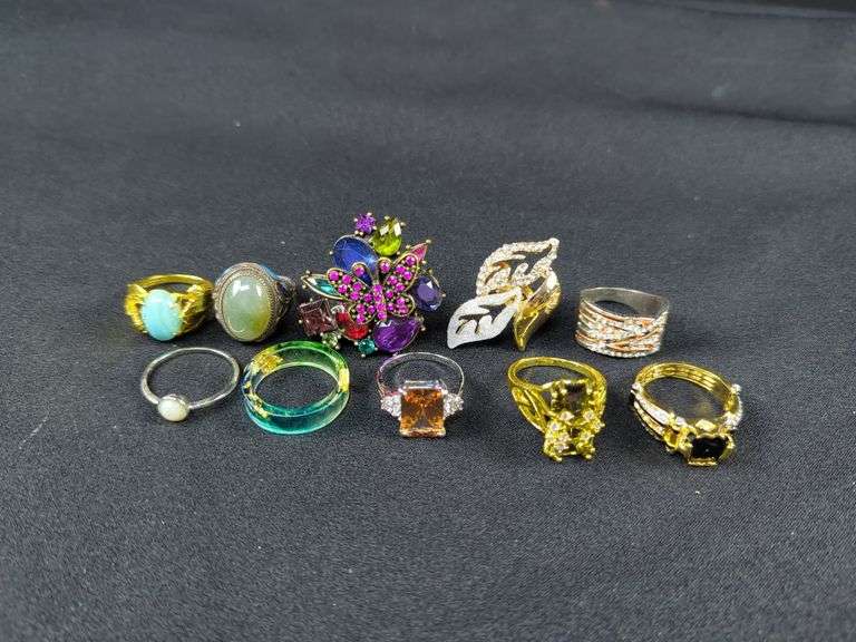 Assorted Costume Jewelry Fashion Rings - Mixed Styles and Materials