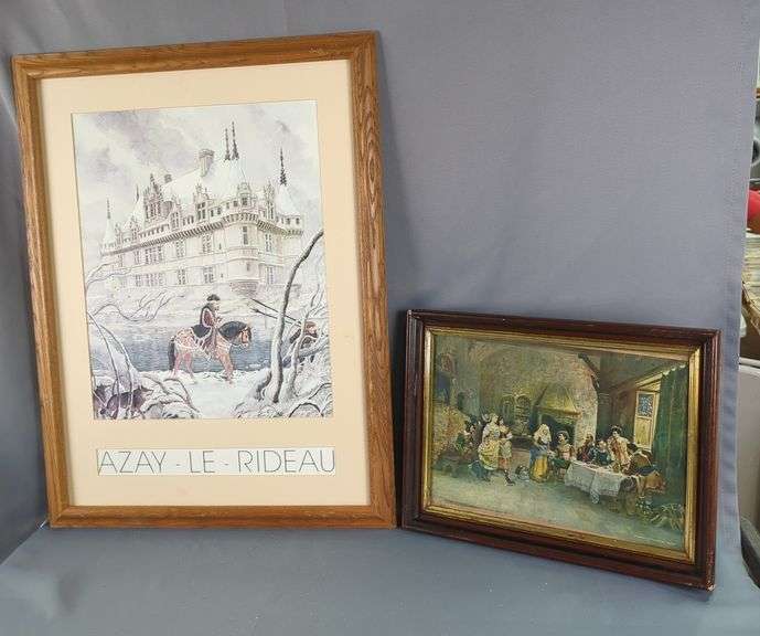 Legendre Kvater (French, 1947- ) 'Azay-Le-Rideau', Print Of Watercolor, Framed And Matted, And G. Delli 'The Fortune Teller' Print, Framed, 13" X 17.5" And 29.5" X 22.5"