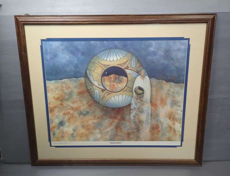 Connie Seabourn Ragan (American 1951-  ) 'Gentle Guardian' Print Of Watercolor 1987, Signed And Numbered, 465/1000, Framed With Double Matte, 29.25" x 34.75"