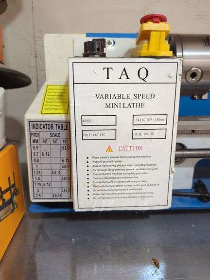 TAQ Variable Speed Mini Lathe Including Attachments