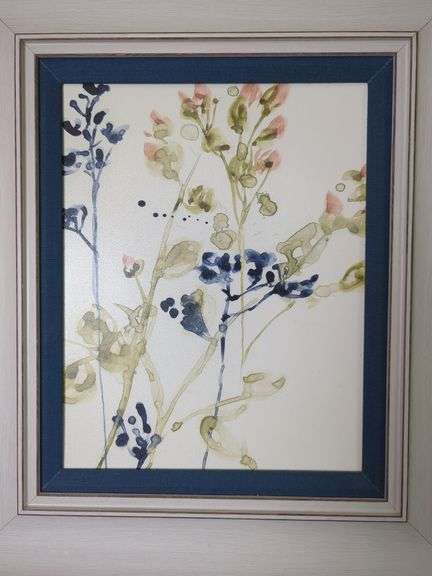 Floral Watercolor Painting in Wood Frame