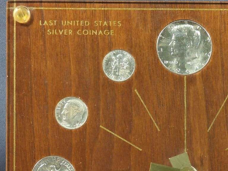 Marion-Kay Numismatic Coin Clock - Model 72 Walnut, All Coins Are