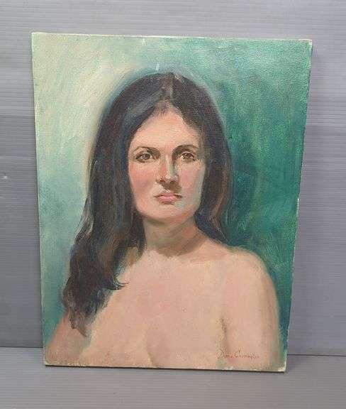 Donna Carrington Original Oil On Canvas Painting Of Woman, Signed, 18" x 14"