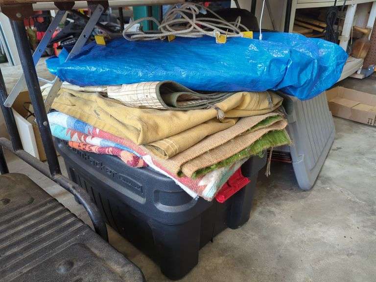 Tarps and Moving Blankets In Storage Container