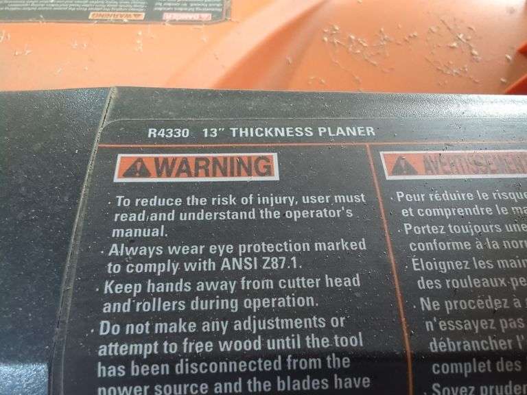 Ridgid 13" Thickness Planer, Model R4330