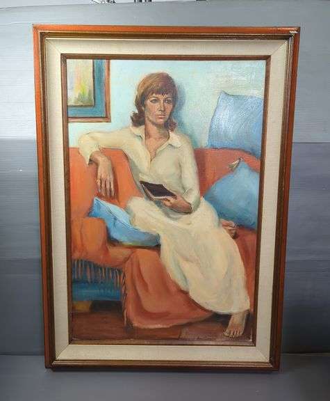Donna Carrington Portrait Of A Woman Original Oil On Canvas, Signed And Framed, 43" x 31"