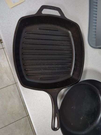 Lodge Cast Iron Grill Pan and Florence Stove And Range Co Number 8 Skillet