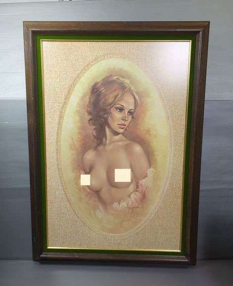 Leo Jansen (Dutch 1930-1980) 'Melinda' Print Of Oil Painting, Framed Under Plexiglass, 42" x 30", Mature Audience See Additional Photos
