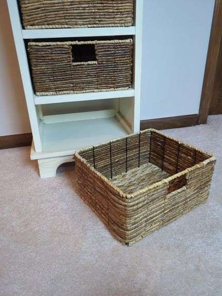 Entryway Table with Woven Basket Drawers