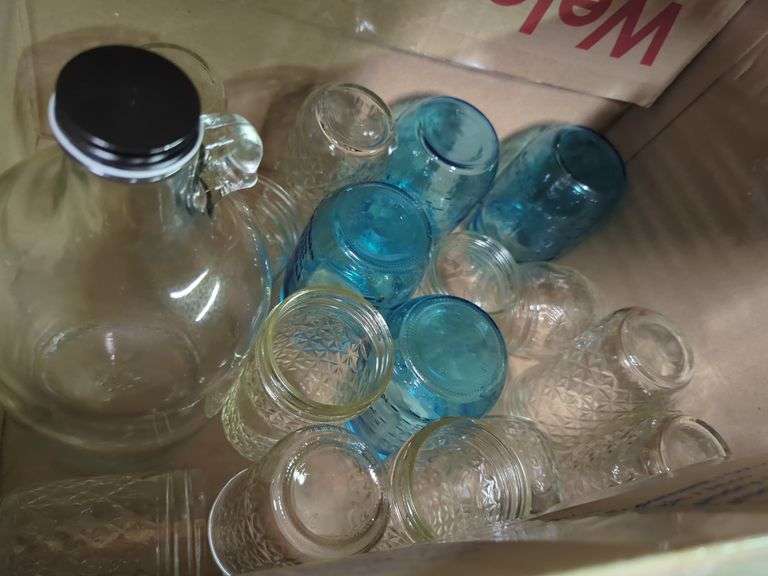 Home Canning Supplies Including Ball Jars, Jug, Book, and Accessories