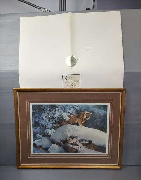 Ken Carlson (American 1937-  ) 'Evening Shadows Cougar' Print, Signed And Numbered, 66/950, 25" x 33", Includes COA