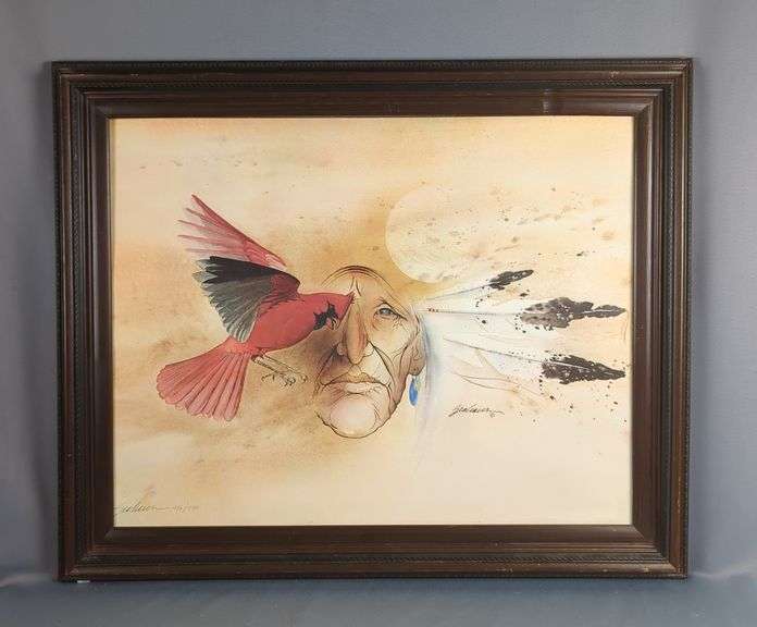 Bert Seabourn (American, 1931-2022) 'Spirit Garden', Watercolor And Ink Print, Signed And Numbered 486/750, Framed, 27.5" X 33.5", Water Damage In Lower Right Corner