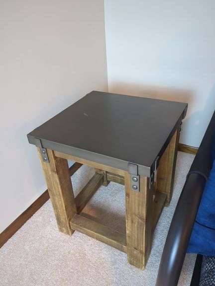 Restoration Hardware Wood and Metal Side Table, See Lot 214 For Matching Item