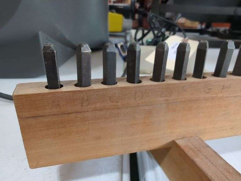 Metal Letter Stamp Set with Wooden Holder