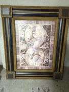 Framed Globe Print and Decorative Clock