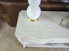White Oak Eggshell Sofa Table with Center Drawer, See Lots 52, 62 And 260 For Matching Items