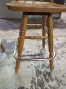 Wood Swivel Bar Stools with Footrest, Qty 2