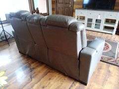 Powered 2-Seat Leather Home Theater Recliner with Console