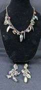 Statement Necklace and Earrings with Stones and Metal Elements