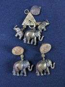 Elephant Themed Brooch and Earrings Set
