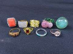 Group of Costume Jewelry Fashion Rings - Assorted Styles