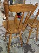 Wood Swivel Bar Stools with Footrest, Qty 2