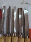 Woodworking Tool Lot: Chisels, Push Block, Miter Gauge & More