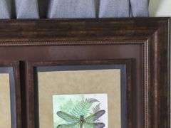 Dragonfly Botanical Triptych Framed Print, 32" x 58" x 1.25"