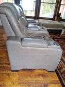Powered 2-Seat Leather Home Theater Recliner with Console
