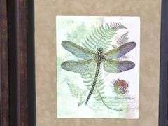Dragonfly Botanical Triptych Framed Print, 32" x 58" x 1.25"