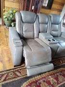 Powered 2-Seat Leather Home Theater Recliner with Console