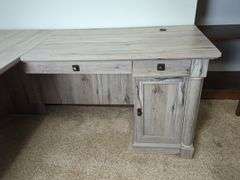 Corner L-Shaped 2-Piece Computer Desk with Drawers and Locking Cabinet