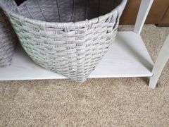 White Oak Eggshell Sofa Table with Center Drawer, See Lots 52, 62 And 260 For Matching Items