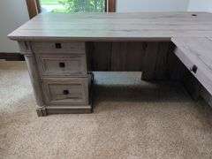 Corner L-Shaped 2-Piece Computer Desk with Drawers and Locking Cabinet