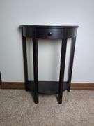 Dark Wood Half-Moon Entryway Table With Drawer