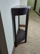 Dark Wood Half-Moon Entryway Table With Drawer